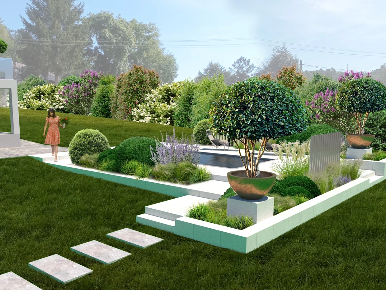 areál apartmánových domov s bazénom a zeleňou Lipovany