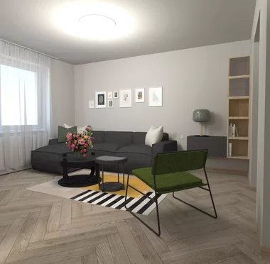 Detail obývacej zóny s neutrálnou farebnou paletou Detail obývacej zóny s neutrálnou farebnou paletou